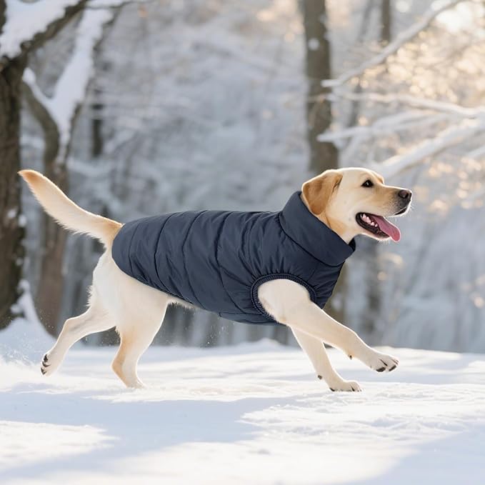 ASENKU Dog Winter Coat - Waterproof Windproof Dog Jacket, Warm Snowproof Doggie Puffer Vest for Cold Weather, Lightweight Snow Coats for Small Medium Large Dogs(L, Blue)