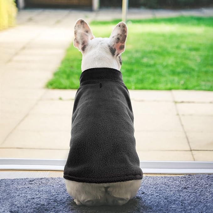FUAMEY Dog Fleece Vest for Small Dogs,Warm Stretchy Dog Sweatshirts Pullover with Leash Hole Dogs Sweater Soft Pet Turtleneck Cozy Pet Vest Lightweight Sleeveless Black S