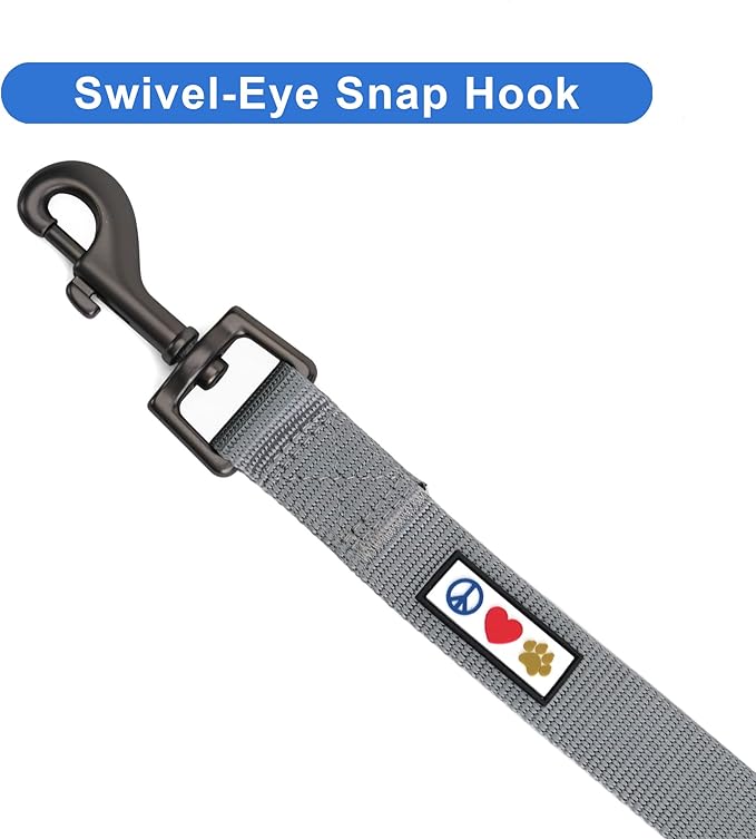 Pawtitas Personalized Dog Leash Embroidered Customize Leash with Your Pet Name & Phone Number Leash Puppy Leash 6 ft Long Dog Leash Puppy Medium Leash Large Leash Leash Grey Custom Engraved Name