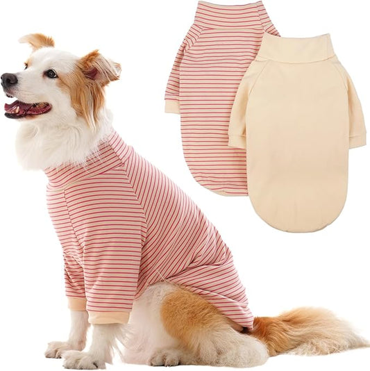 IECOii 2 Pack XL Dog Fleece Sweater for Medium Dogs, Warm Dog Turtleneck with Stretch for Beagle, Cozy Fall Winter Pullover Dogs Sweatshirt with Sleeve, Indoor & Outdoor Sweaters for Walking, XL