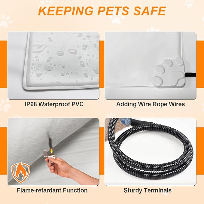 Extra Large Dog Heating Pad 47×30 in Waterproof PVC Large Heating Pad for Dogs，Smart Thermostat Heated Dog House，Reinforced Interface + Wire Rope Whelping Box for Dogs