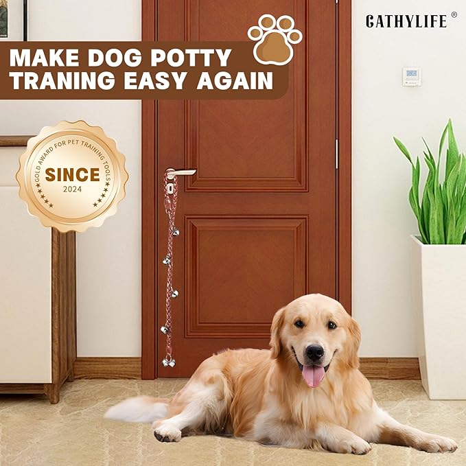 Dog Doorbells for Potty Training, Poly Urethane Puppy Door Bells, Hand-woven Dog Bells for Dog Training, Extra Loud Bells for Door Knob, Ring to Go Outside Doggie Pet Supplies. (Brown twist)