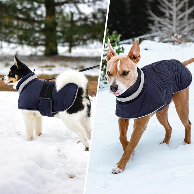 Dog Winter Coat Warm Padded Puppy Jacket Windproof Water Resistant Clothes for Small Medium Large Pets Christmas Sweater Outfit Vest(DarkBlue, XL)