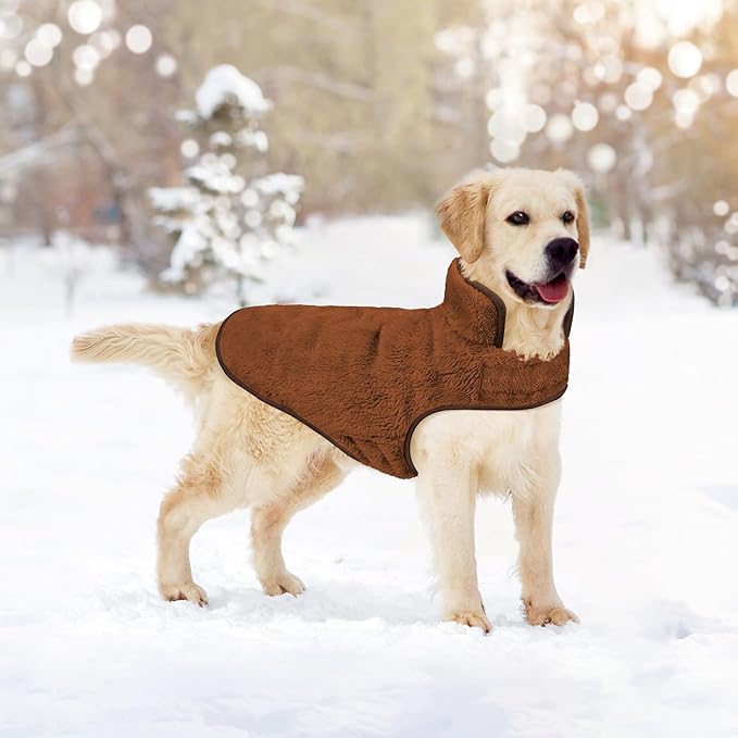 Malier Dog Winter Coat, Reversible Fleece Dog Cold Weather Coats, Windproof Warm Snow Puppy Jacket Vest Pet Clothes for Small Medium Large Dogs (Brown, XX-Large)