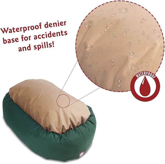 Majestic Pet 40 Inch Bagel Calming Dog Bed Washable – Cozy Soft Round Pet Bed with Spine Support for Dogs to Rest their Head - Fluffy Donut Puppy Bed 40x29x9 (Inch) - Large – Green