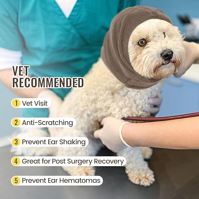 IDOMIK Dog Calming Hoodie No Shake Ear Wraps for Dogs, Quiet Head Covers for Noise Reduction & Anxiety Relief, Dog Ear Covers Muffs Head Wraps for Bath Hematoma Grooming Firework Force Drying