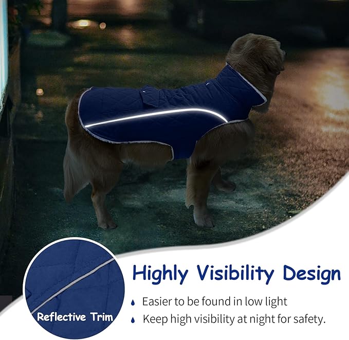 Malier Dog Winter Coat, Windproof Dog Cold Weather Coats with Real Pocket, Winter Extra Warm Pet Coat Fleece Jacket Reflective Clothes for Small Medium Large Dogs and Puppy (Blue, X-Small)