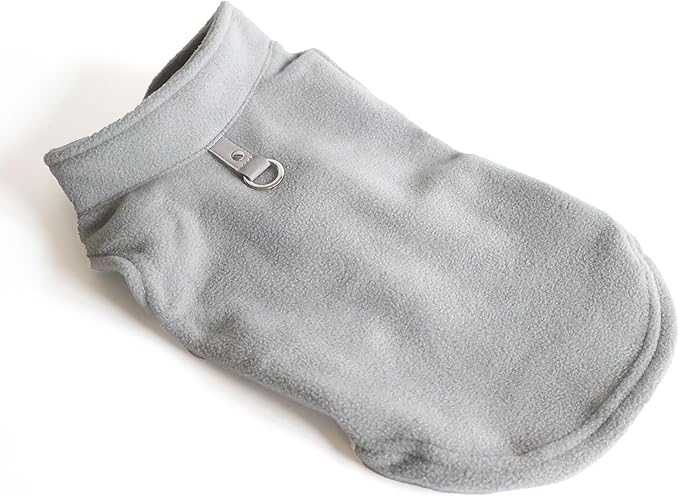 JACKO & CO - Fleece Vest Dog Sweater with Leash Ring - Soft, Warm & Lightweight Pullover Coat for Small & Medium Dogs, Puppies & Cats - Cozy Fall/Winter/Spring Pet Jacket (Grey, X-Large 17-25lbs)
