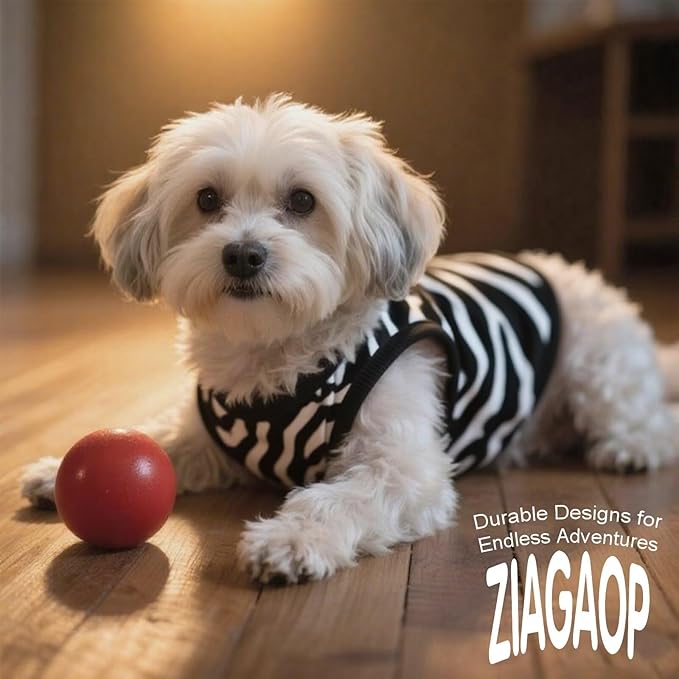Adorable Zebra Print Dog Shirts – Lightweight, Cozy Outfit for Small to Medium Dogs, Soft & Snuggly Pet Wear for Everyday Comfort and Cuteness.Black S
