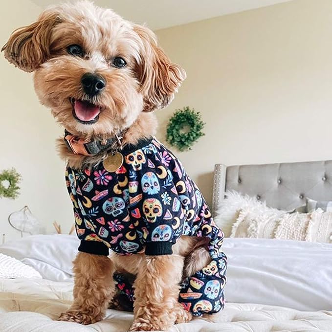 CuteBone Small Dogs Outfit Soft Puppy Onesies Pjs Halloween Dog Pajamas Pet Coat Cat Apparel Comfy Doggie Jumpsuit Bodysuit for All Seasons P73S