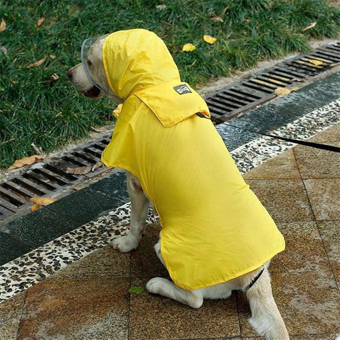 Pet Raincoat Packable Hooded Dog Rain Jacket Reflective Strips Lightweight Adjustable Poncho for Small Medium Large Dogs Yellow XL