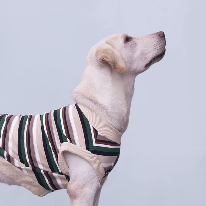 Extra Large Dog T Shirts Clothes Sleeveless Tank Top Vest for Labrador Rottweiler Great Dane, Khaki, Large