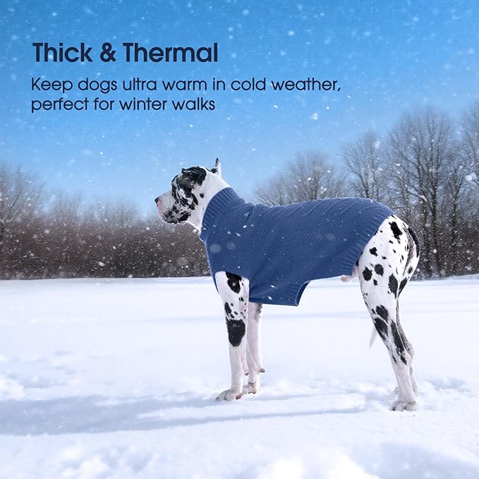 IECOii Dog Sweaters for Large Dogs,XXL Dog Sweater Warm Pullover Vest for Winter,Knitted Dog Sweater Large Size Dog Sweatshirt for Extra Large Dogs boy Girl,Golden Retriever,Pitbull,Blue-2XL