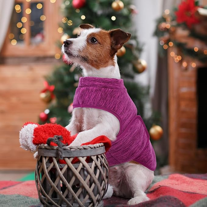 Queenmore XXL Dog Sweaters, Soft Fleece Vest Pullover Dog Jacket with Leash Hole, Warm Winter Dogs Clothes Cold Weather Doggy Dachshund Sweater for Large Dogs Cats Boy or Girl (Cationic Berry, XXL)