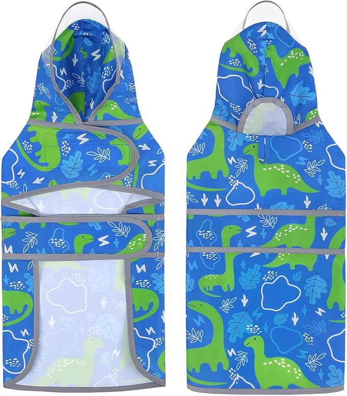 HDE Dog Raincoat with Clear Hood Rain Jacket Poncho for Small Medium Large Dogs Dinosaurs - XL