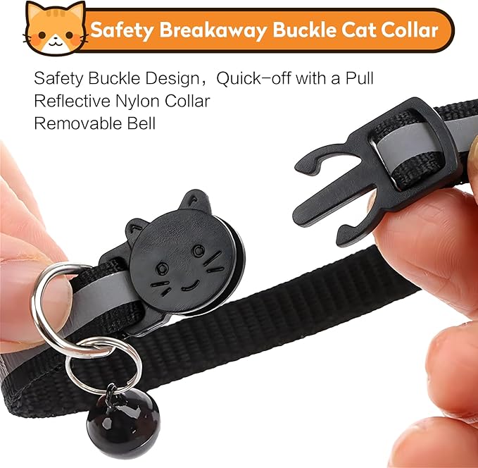 2 Pack Airtag Cat Collar with Bell, Reflective Nylon Kitten Collar with Apple Air Tag Holder and Breakaway Safety Buckle for Puppy Girl Boy Cats, 3/8" in Width and Lightweight, Blue