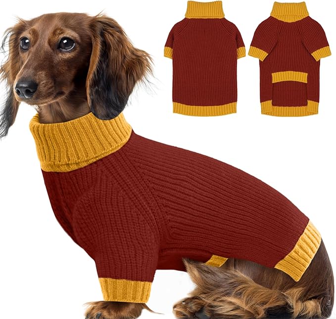 Dog Sweater XL, Turtleneck Sweaters for Large Dogs Girl Boy, Thermal Knit Sweatshirt with Leash Hole Easy Walking, Warm Big Dog Christmas Clothes for Beagle, Cocker Spaniel, Burgundy XL