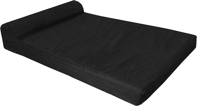 Dogbed4less Premium Head Rest Pillow Orthopedic Cool Memory Foam Dog Bed for Large Dogs, Waterproof Lining with Washable Canvas Black Cover, Extra Large 47X29 Inches