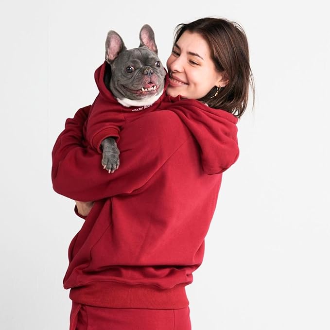 Spark Paws Dog Hoodie – Premium Dog Sweater for Small, Medium, and Large Dogs | Warm Outfits for French Bulldogs, Pitbull, Puppy, Winter Jacket Alternative - Burgundy - 5XL