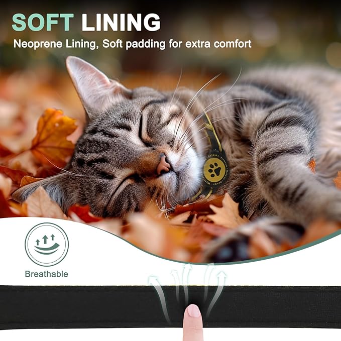 Airtag Cat Collar Breakaway, Reflective Cat Collar with AirTag Holder and Bell, Compatible with Apple Air Tag, Comfortable Padding, Adjustable, Durable (Yellow, XS)
