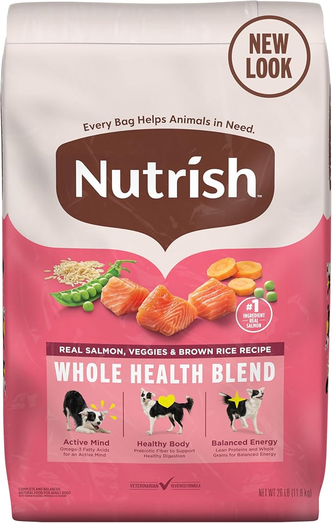 Nutrish Salmon Dry Dog Food, 26 Pound Bag