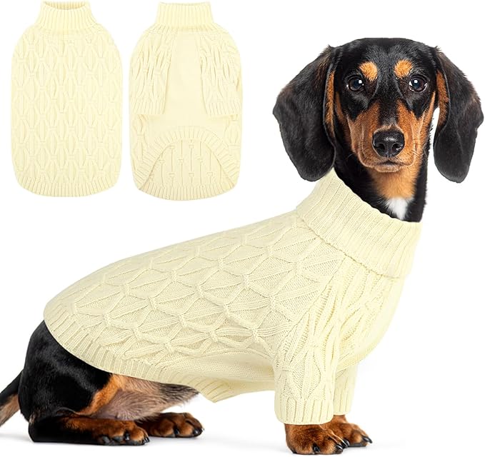 Queenmore Dog Sweaters for Large Dogs Girls Boys,Warm Pullover Extra Large Dog Sweater,Dogs Christmas Sweaters,Classic Turtleneck Thick Clothes for Extra Large Pets, Pitbull, Boxer(Beige,2XL)