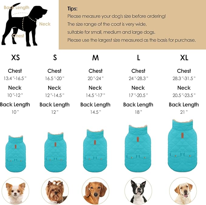 Dog Winter Jacket for Extra-Large Dogs, Pet Windproof Cold Weather Coats, Pets Clothes Snow Jacket, Golden Retriever, Labrador Retriever, Husky, Blue XL