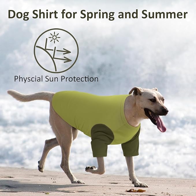 2 Pack Shirts for Large Dogs 4XL - Lightweight Breathable Dog Clothes, Prevent Overheating Summer Cool Tees for Doberman, Alaskan Malamute, Travel, Hiking, Beach, Lounge Wear, Sleep, Green