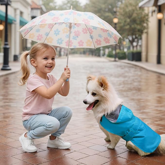Dog Raincoat Dog Rain Jacket Poncho Waterproof Pet Rain Suit Double Layer Breathable Lining Hooded Leash Hole Adjustable Puppy Small Medium Dogs,Blue,XXL