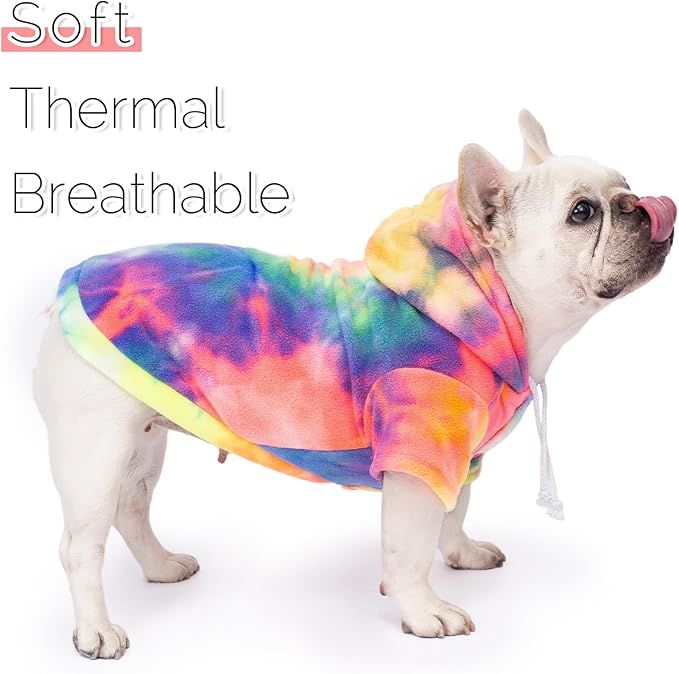 Dog Hoodie Tie Dye Dog Sweatshirt Chic Winter Clothes Ultra-Soft Warm Sweaters for Small Medium Dogs Fashion Pet Clothes for Dogs (Multicolor, XXL (Back: 18.89",Chest: 27.55", Neck: 20.07"))