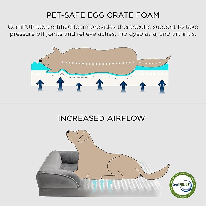 Bedsure XL Orthopedic Dog Bed for Extra Large Dogs - Washable XLarge Dog Cat Bed Waterproof, Comfort Dogs Couch Sofa with Washable Removable Cover, Pet Bed with Nonskid Bottom, Pink, 42"
