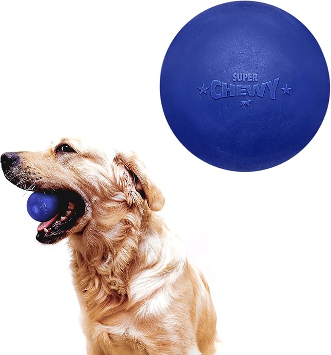 SuperChewy Tough Dog Ball Toy | Lifetime Replacement | Strong Natural Rubber | Great Dog Fetch Toy | Chew Toys for Dogs | Ultra Durable Chew Toys for Aggressive Chewers | Large Breed Tested