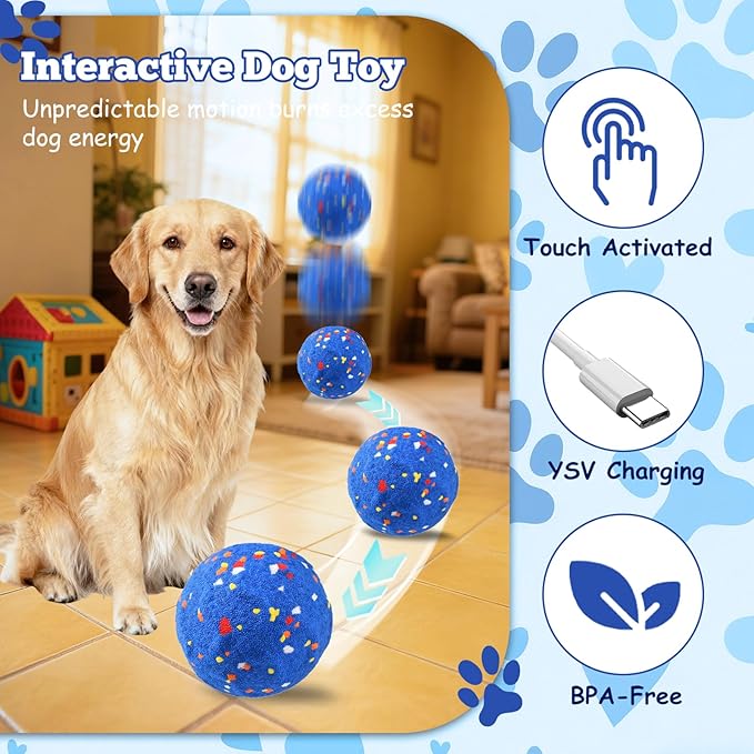 Smart Interactive Dog Toy, Automatic Moving Bouncing and Stimulation Interactive Dog Ball, Pet-Safe E-TPU Material, IP54 Waterproof Rating, Anti Boredom Dog Toys to Keep Them Busy,Orange