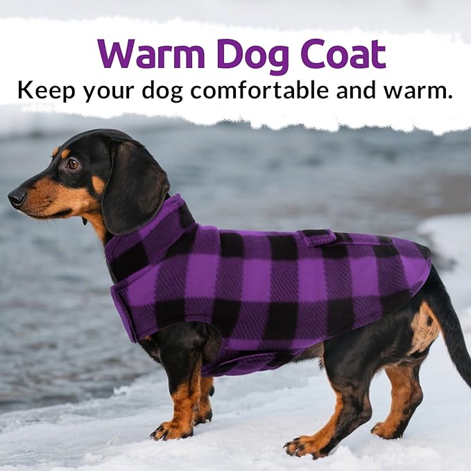 ASENKU Dog Jacket Plaid Reversible Reversible Dog Vest Waterproof Cold Winter Clothes Pet Apparel for Small Medium Large Dogs (M, Purple)