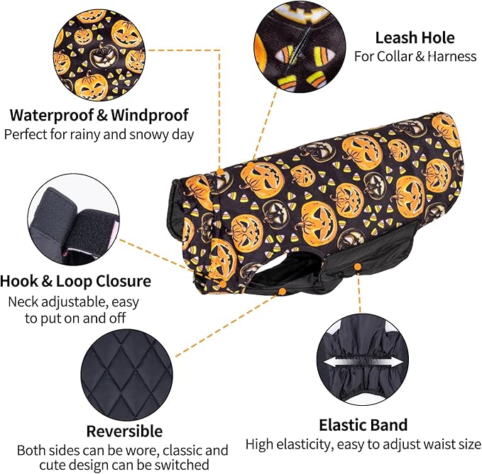 CuteBone Winter Dog Coat & Vest - Waterproof, Windproof, Soft Thick Jacket with Leash Hole for Small, Medium, Large Dogs