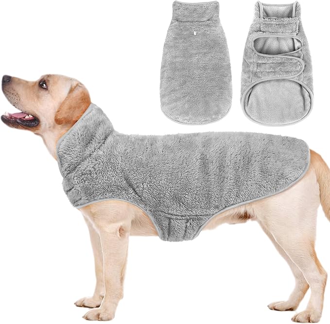 Malier Dog Winter Coat, Reversible Fleece Dog Cold Weather Coats, Windproof Warm Snow Puppy Jacket Vest Pet Clothes for Small Medium Large Dogs (Gray, Large)