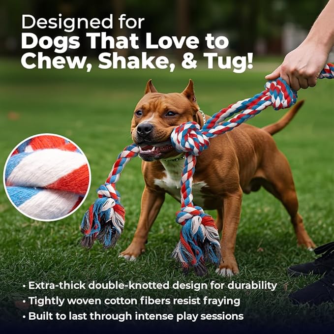 2 Pack Red - XL Dog Rope Toy for Aggressive Chewers - Benefits Non-Profit Dog Rescue - Tug of War Dog Toy, Dog Toys for Large Dogs, Tough Dog Toys for Aggressive Chewers
