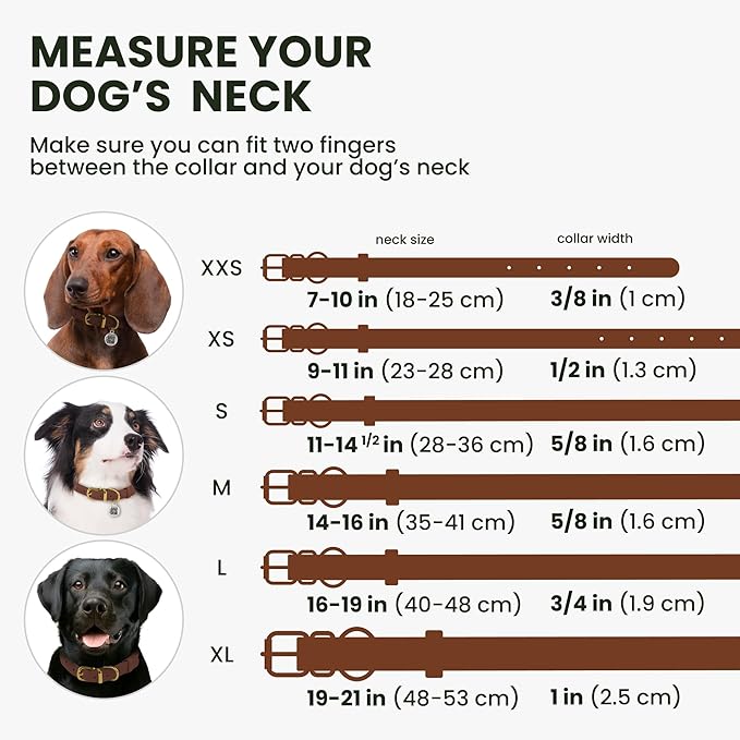 BronzeDog Rolled Leather Dog Collar with QR ID Tag, Adjustable Soft Round Collars for Small Medium Large Dogs Puppy (14" - 16" Neck Size, Cognac Brown)