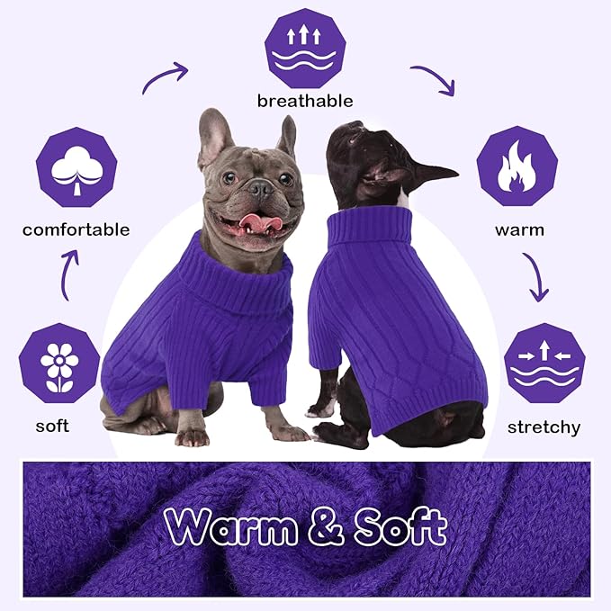 Large Breed Dog Sweaters, Warm Winter Fall Dog Sweaters for Dog Girls Boys, Turtleneck Dog Knitwear, Doggie Christmas Sweater, Pet Sweatshirt Clothes Outfit Knit St. Bernard (Purple XXXXXL)