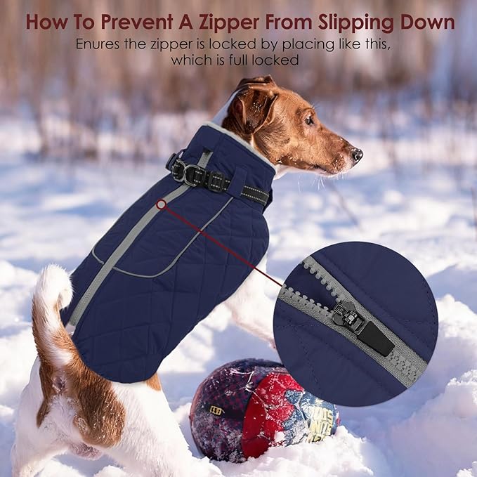 AOFITEE Large Dog Winter Jacket, Waterproof Dog Coat with Back Zipper, Reflective Puffer Coat Pet Snowsuit, Warm Winter Snowsuit for Large Dogs, Snow Jacket for French Bulldog