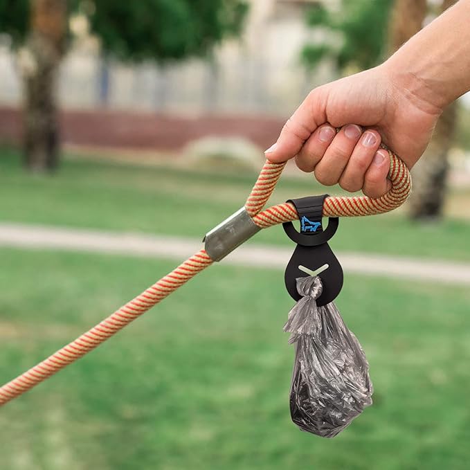 PuppyDoggy Dog Poop Bag Holder for Leash Waste Bag Carrier Dog Poop Bag Dispenser for Walking Running Bicycle Accessory 2 Pieces (Black + Pink)