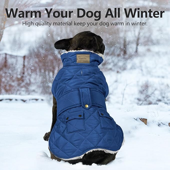 KYEESE Dog Coat Soft Pet Sweater for Cold Weather Warm Pet Winter Coat with Leash Hole Waterproof Dogs Jacket with Fleece Lined Thick Cat Clothes with Pocket Windproof Dog Puffer Coats for Small Dogs