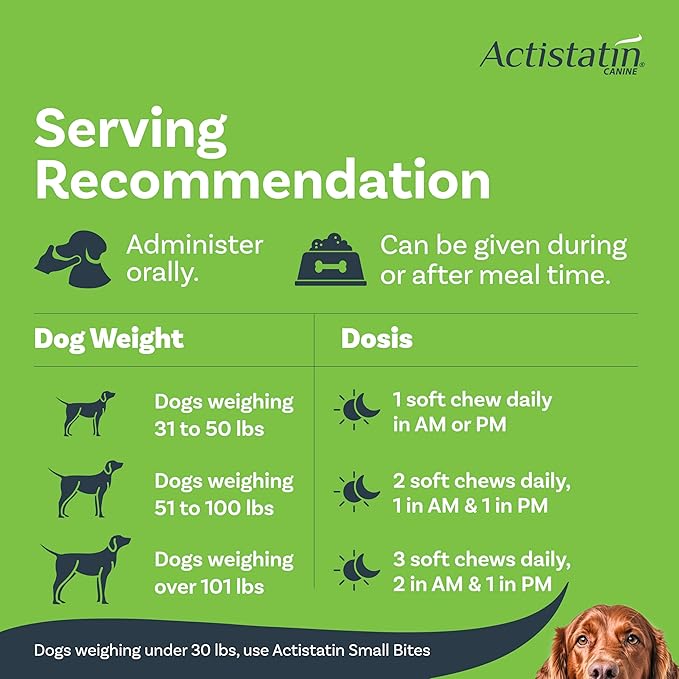 Actistatin Canine Large Dog Soft Chews, 60ct – Patented Extra-Strength Joint, Cartilage, Soft Tissue Supplement: Glucosamine, Chondroitin, Manganese, MSM, L-Carnitine – High Absorption, Fast Results