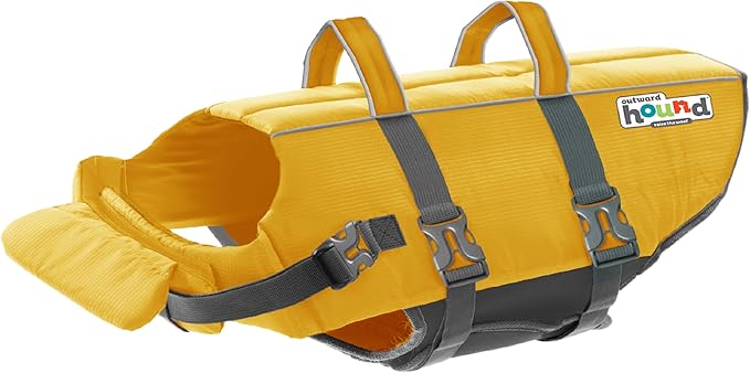 Outward Hound Granby Splash Dog Life Jacket, High-Buoyancy Dog Life Vest for Swimming, Boating, and Water Safety, Large, Yellow