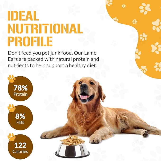 Dog Chits Lamb Ears for Dogs – 100% Natural Baked Lamb Ear Dog Treats – Grain-Free, High Protein, Lower Fat Training Chews – Dental Health & Joint Support – for Medium and Small Pups – 35 Pack