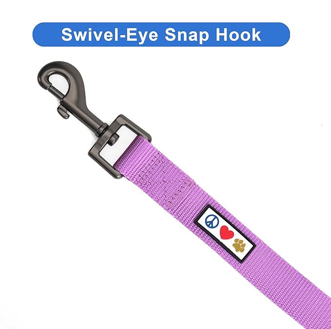 Pawtitas 6 FT Solid Color Orchid Dog Leash - Comfortable Handle, Medium/Large, 6 ft