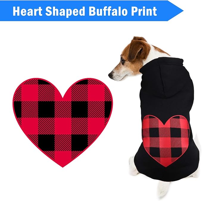 Dog Hoodie Sweater for Dogs Pet Clothes Black Buffalo Plaid Warm and Soft Breathable Cozy(XS)