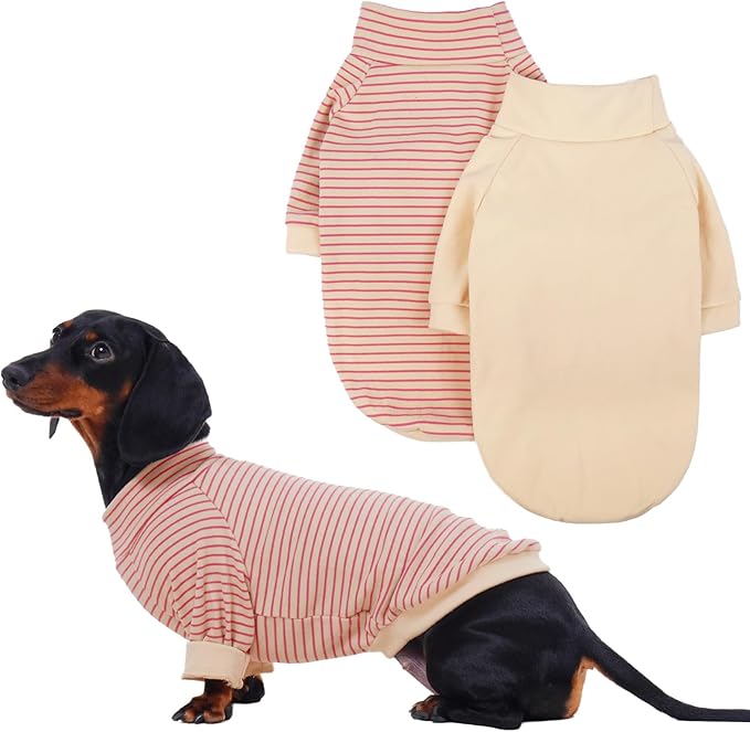 IECOii 2 Pack Dog Fleece Sweater for Small Dogs, Warm Dog Turtleneck with Stretch for Dachshund, Cozy Fall Winter Pullover Dogs Sweatshirt with Sleeve, Indoor & Outdoor Sweaters for Walking, M