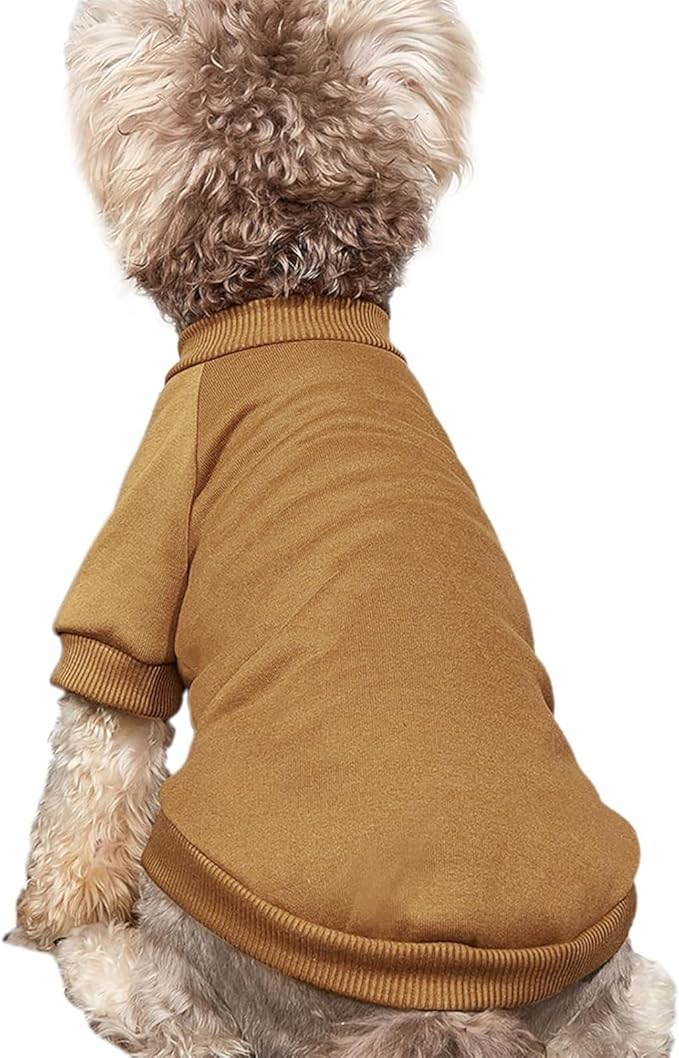 Puppy Sweater for Small Dogs Clothes Warm Winter Cat Clothe Pet Sweatshirt Knitwear Doggie Kitten Clothing, Coffee, Small
