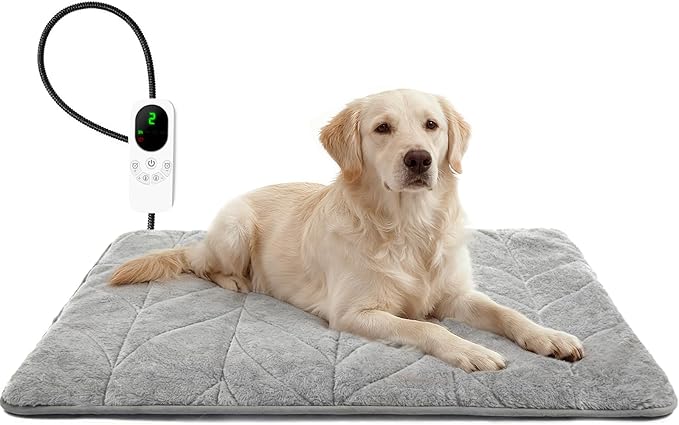 Mora Pets Pet Heating Pad Heated Dog Bed 9 Adjustable Temperature Cat Warming Mat with Timer Auto Power Off Heated Pet Bed 35 Inch for Large Dogs and Muti Cats Indoor